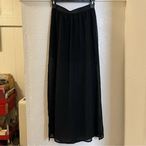 H&M Black Sheer Long Skirt